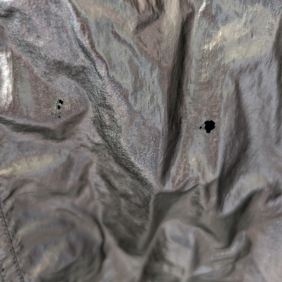 Free People Womens Small Hooded Jacket Silver Metallic Maximalist Utility - Picture 6 of 8